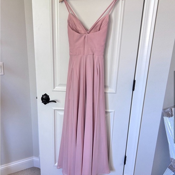 Babaroni Louise Bridesmaid Maxi Dress Sz 6 Dusty
Rose Spaghetti Strap Chiffon - Picture 4 of 6